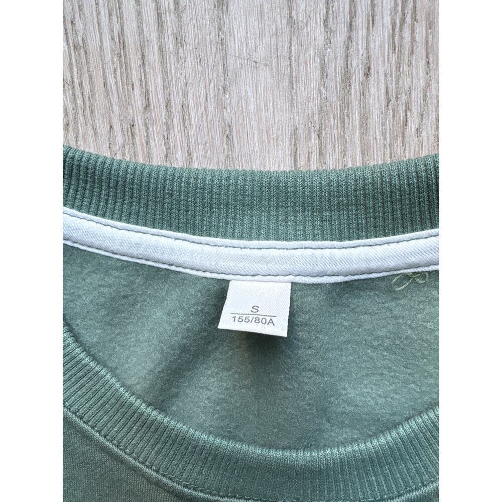 Green Graphic Sweatshirt Playing Card Hearts Oversized Fit - Picture 2 of 7